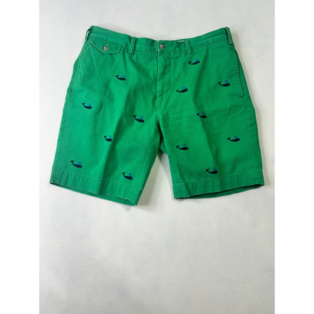Polo Ralph Lauren Mens Green Whale Embroidered Classic‎ Fit Chino Shorts 34